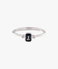 Load image into Gallery viewer, Petite Emerald Cut London Blue Topaz & Cz Ring