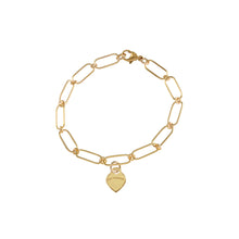 Load image into Gallery viewer, Gold Open Link Bracelet With Heart Charm