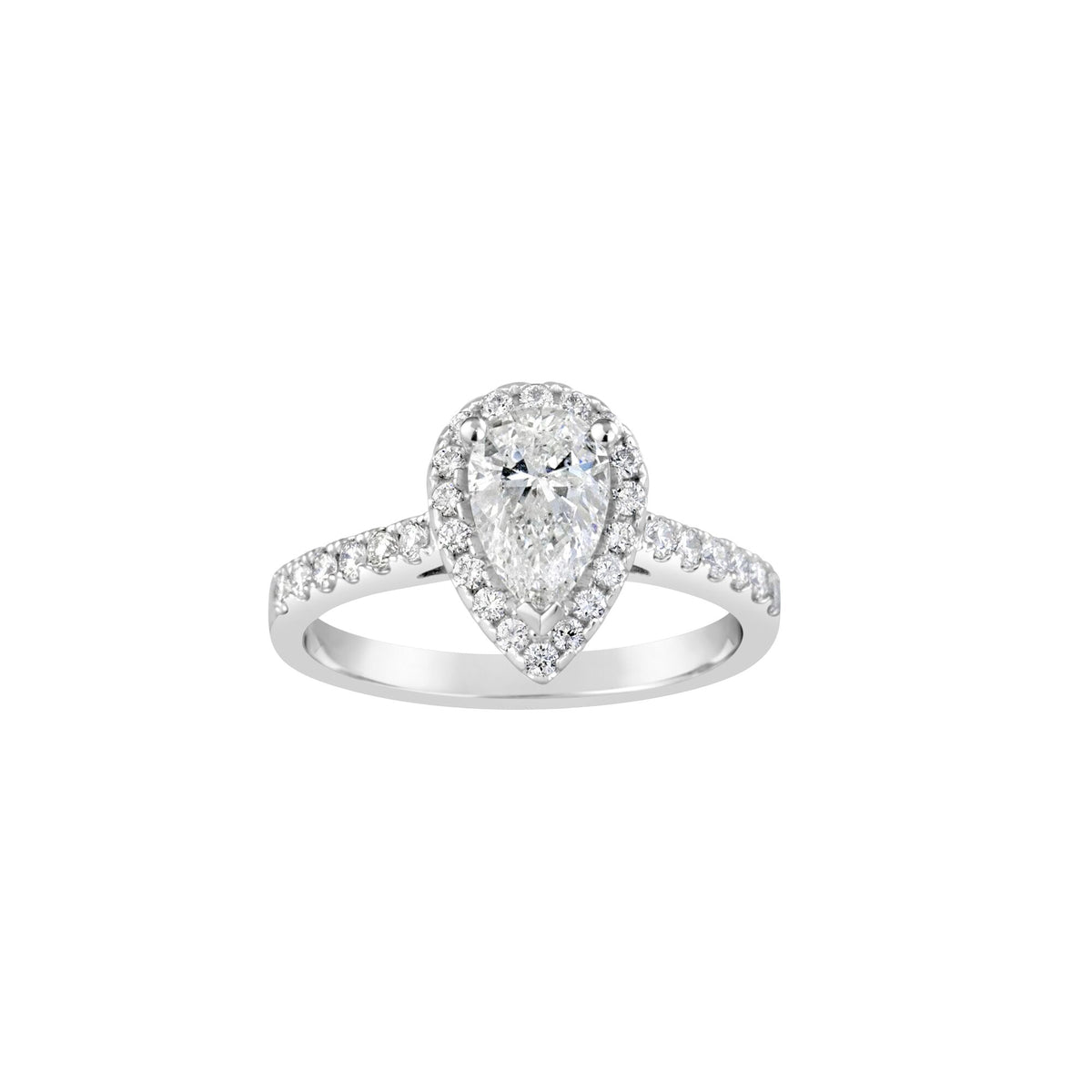 1 carat pear shaped diamond ring with shop halo