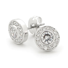 Load image into Gallery viewer, White CZ Round Earrings