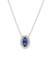 Load image into Gallery viewer, Silver Blue Cubic Zirconia Glow Necklace