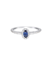 Load image into Gallery viewer, Silver Glow Ring with Blue Cubic Zirconia