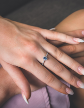 Load image into Gallery viewer, Silver Glow Ring with Blue Cubic Zirconia