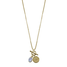 Load image into Gallery viewer, Box Chain Necklace with Toggle & Moonstone