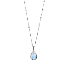 Load image into Gallery viewer, Silver Rosario Necklace with Pear Moonstone