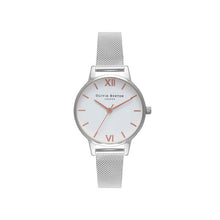 Load image into Gallery viewer, Silver Mesh Watch with Rose Accents
