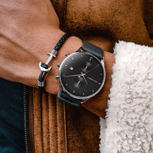 Load image into Gallery viewer, Chrono Midnight Ocean Silver Grey Leather Watch