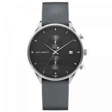 Load image into Gallery viewer, Chrono Midnight Ocean Silver Grey Leather Watch