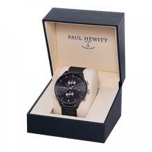 Load image into Gallery viewer, Chrono Black & Silver Sunray Black Mesh Watch