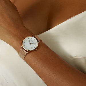 Pearl Edit Mesh Rosegold Watch