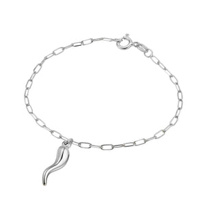 Petite Paperclip Link Bracelet With Cornicello Charm