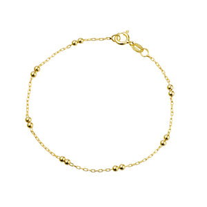 Gold Petite Bracelet With Double Round Ball Detail