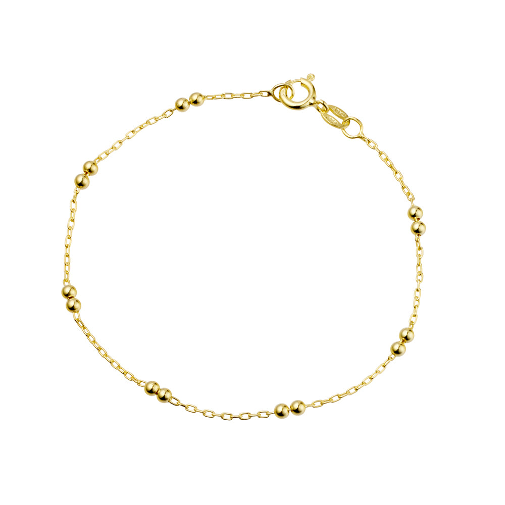 Gold Petite Bracelet With Double Round Ball Detail