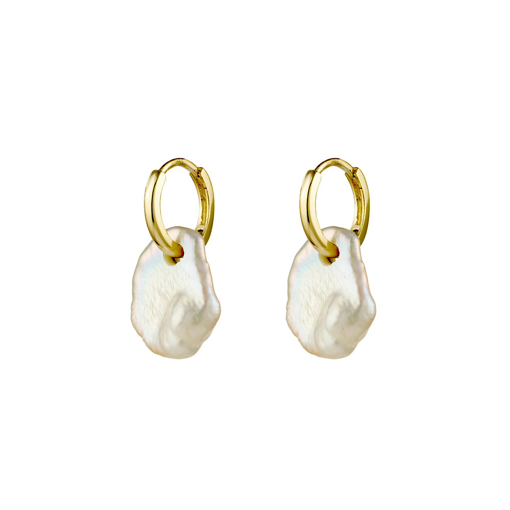 Gold Hoops With Pearl Drop Earrings