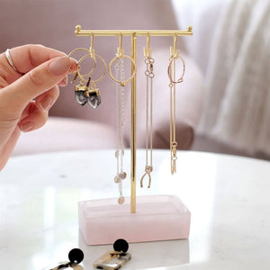 Small Rose Quartz T-Bar Jewellery Stand
