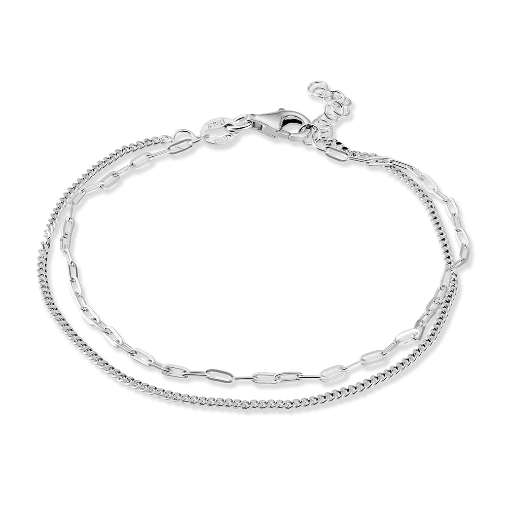 Petite Paperclip Link & Fine Curb Chain Bracelet