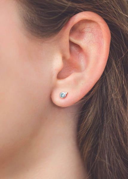 Georgini Diamond & Aquamarine Earrings