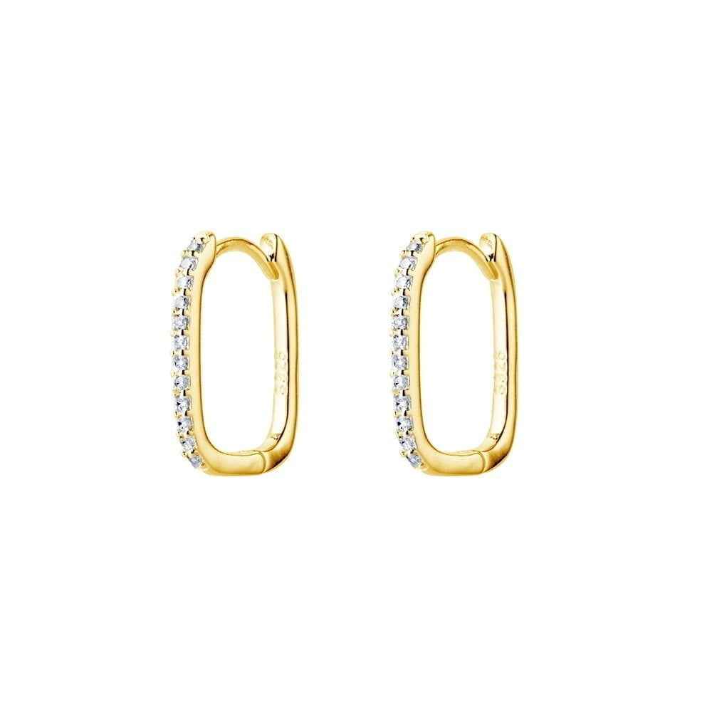 Gold Fine Cz Paper Clip earrings