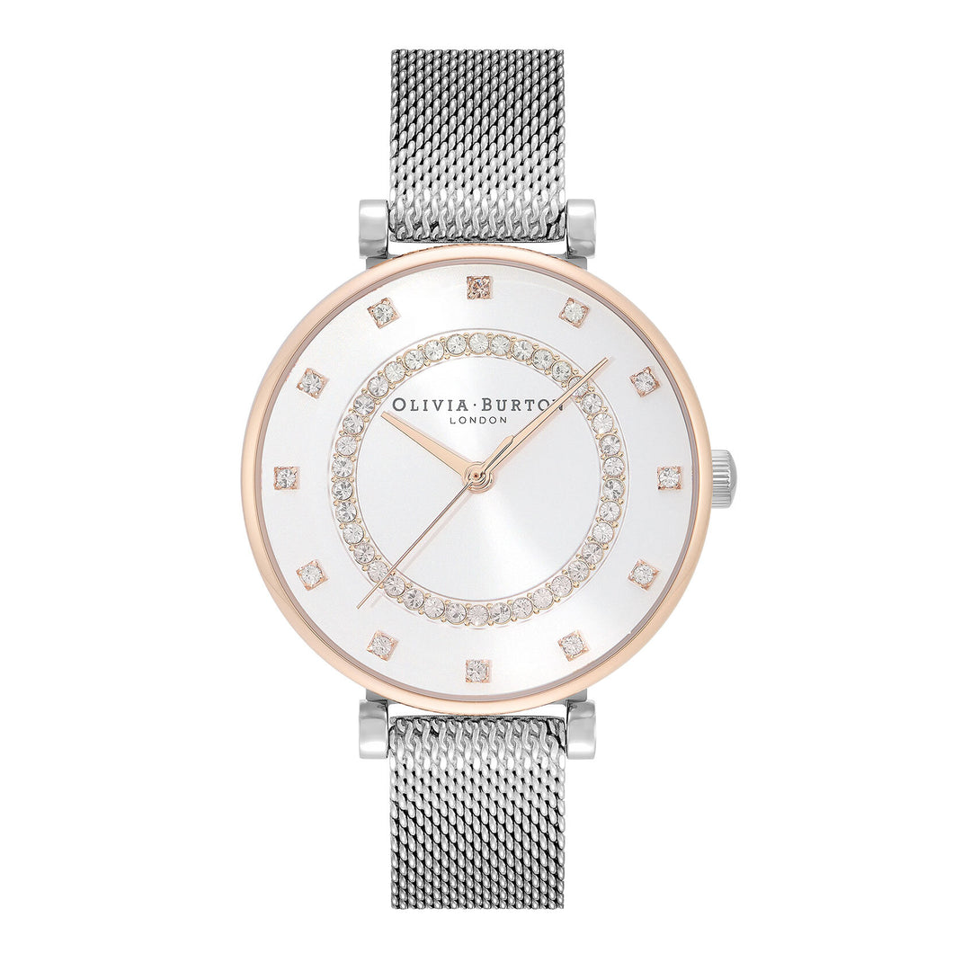 Classic White & Two Tone Mesh Watch