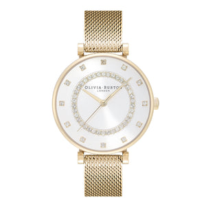 Classic White & Gold Mesh Watch