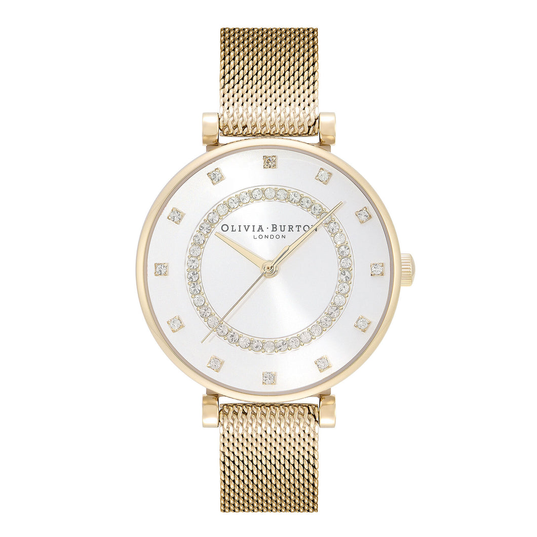 Classic White & Gold Mesh Watch