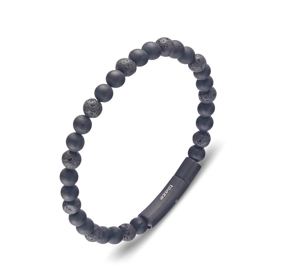 Lava Stone & Black Onyx Bead Bracelet