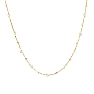 Gold Petite Bead & Pearl Chain Necklace