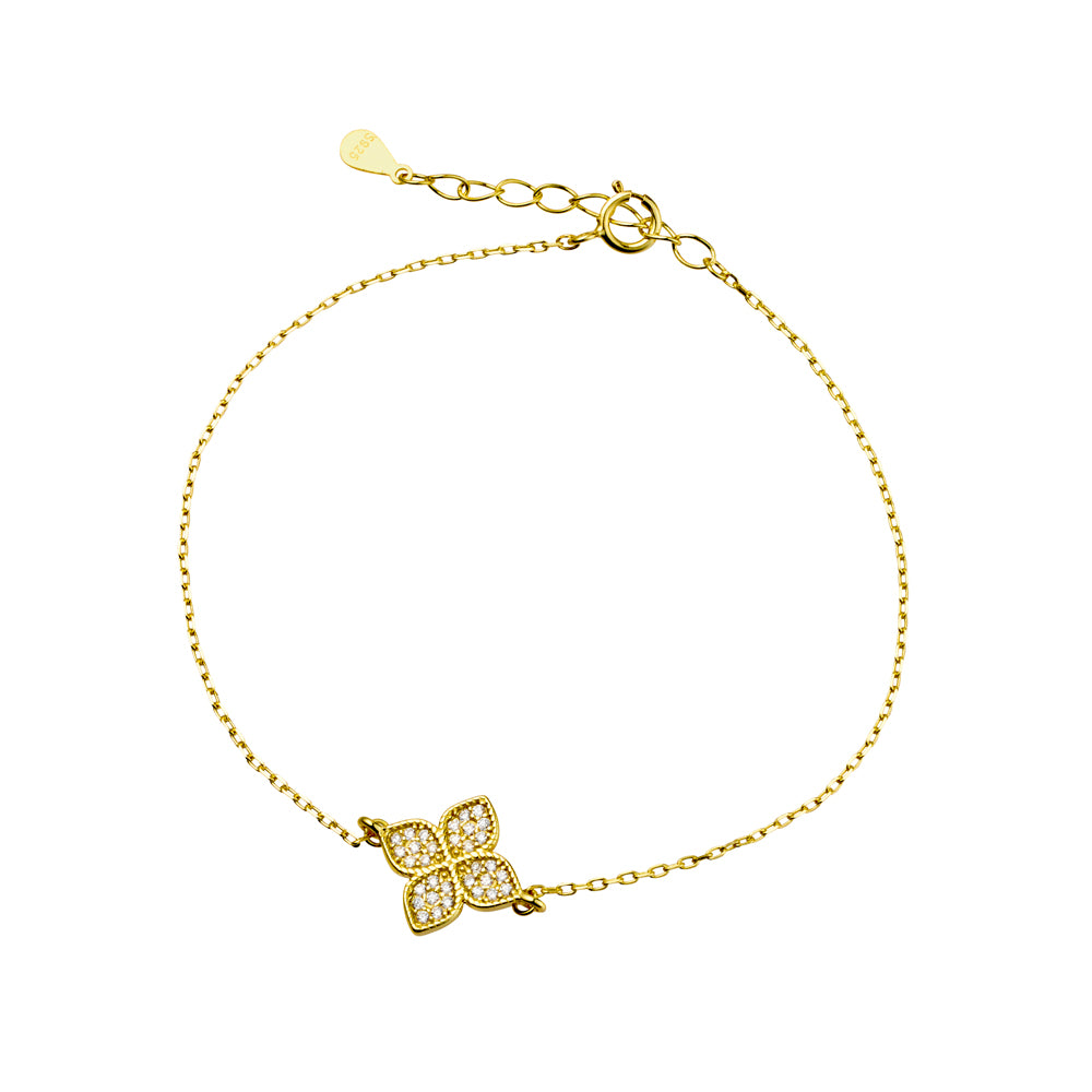 Gold Flower Cz Bracelet