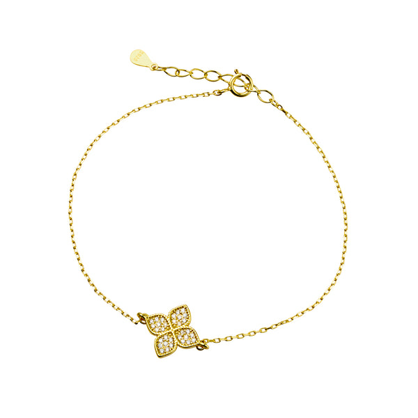 Gold Flower Cz Bracelet