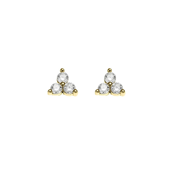 Gold Petite Cz Trio Earrings