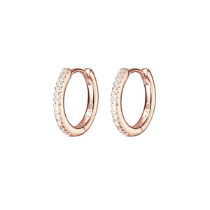 Rose Huggie Earrings With CZ Details