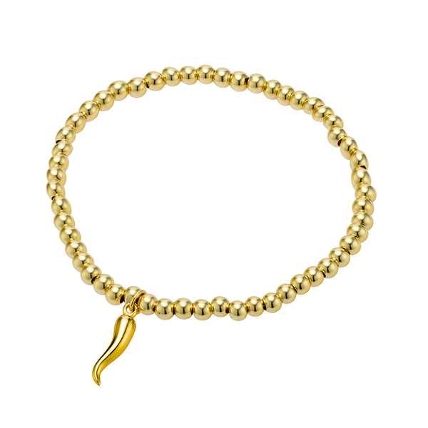 Gold Plate Cornicello Charm Ball Bracelet