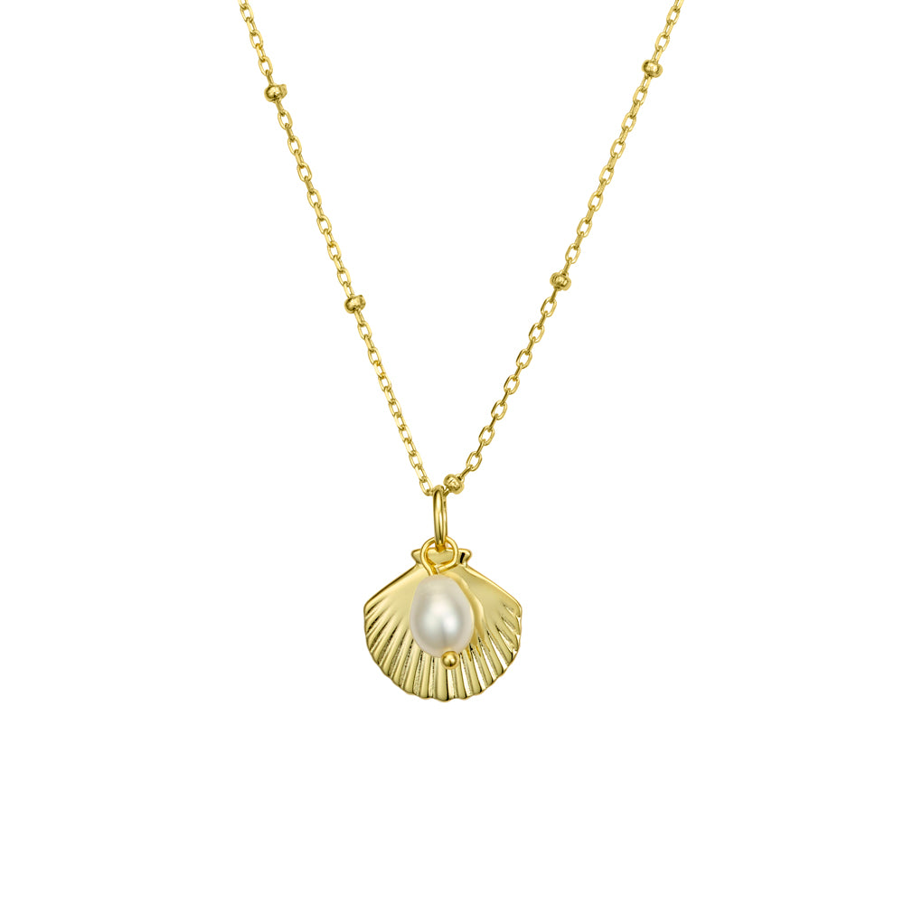 Gold Shell & Pearl Neclace