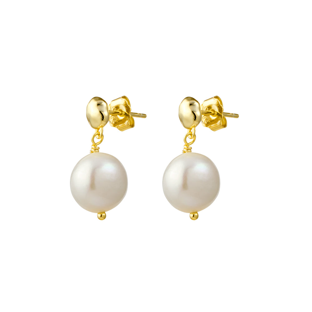 Gold Pearl Drop Earring