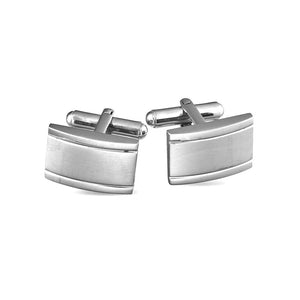 Mens Silver Matte & Polished Edge Cufflinks