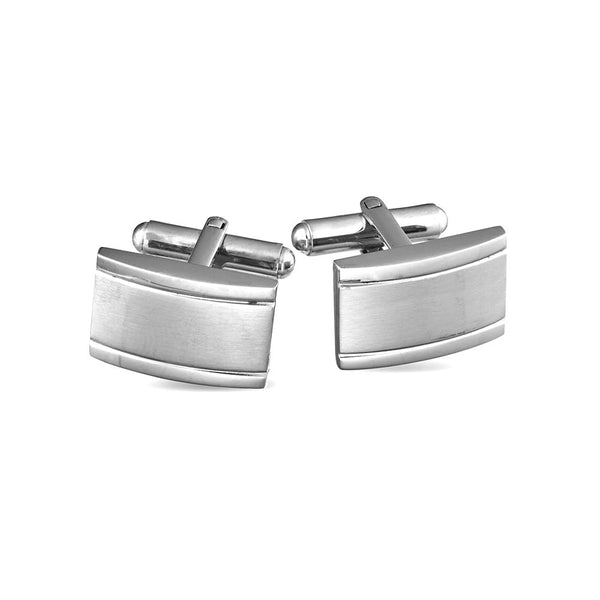 Mens Silver Matte & Polished Edge Cufflinks