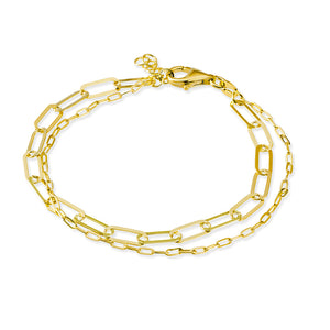 Gold Double Paper Clip Bracelet