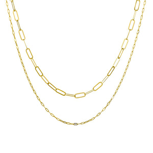 Gold Double Paper Clip Necklace