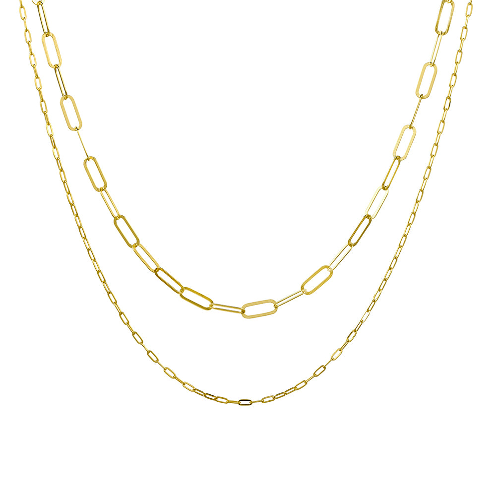 Gold Double Paper Clip Necklace