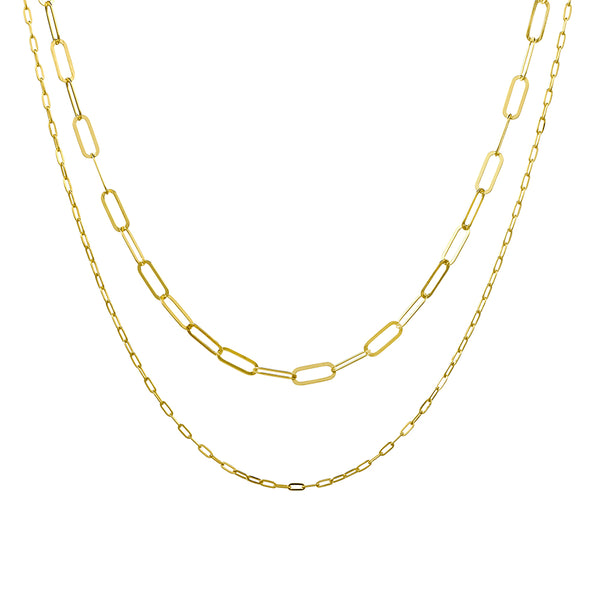 Gold Double Paper Clip Necklace