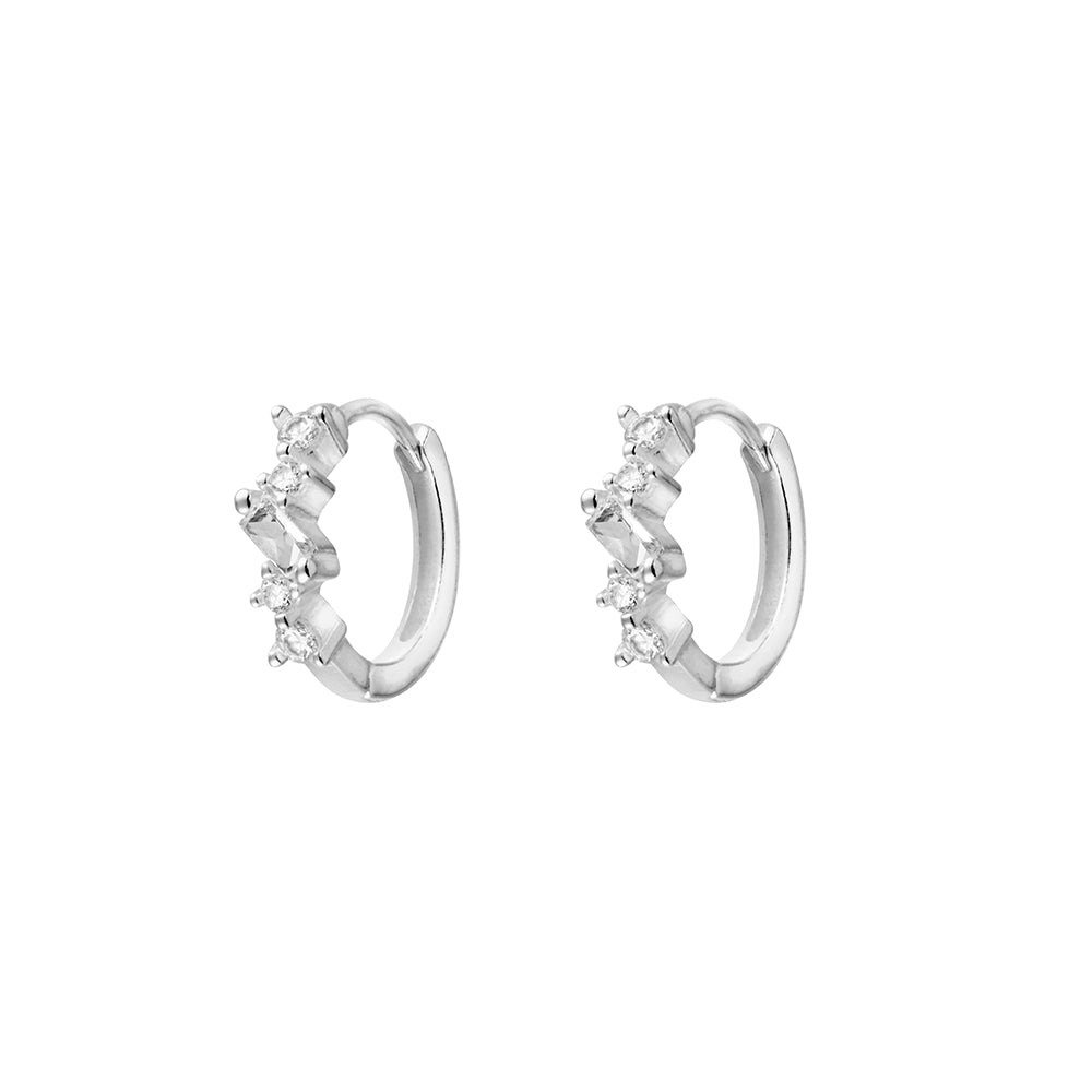 Huggie Earrings With CZ Detail