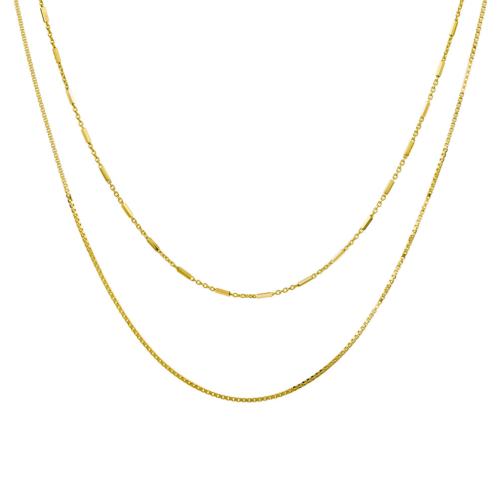 Fine Gold Fancy Link & Box Chain Necklace