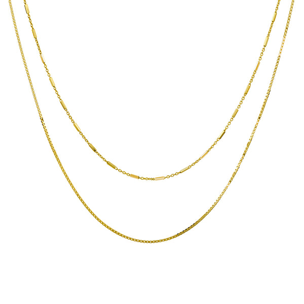 Fine Gold Fancy Link & Box Chain Necklace