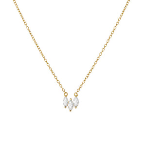 Gold Trio Marquise CZ Necklace