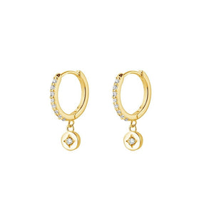 Gold Cz Drop Huggie Earrings