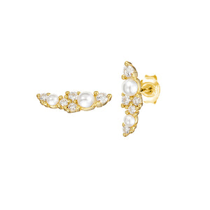 Gold Fancy Pearl & Cz Earrings