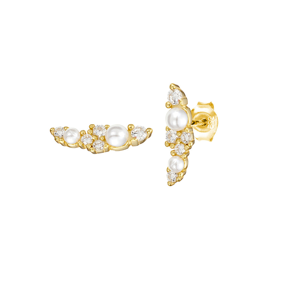 Gold Fancy Pearl & Cz Earrings