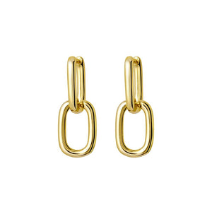 Double Oval Gold Chain Link Earrings