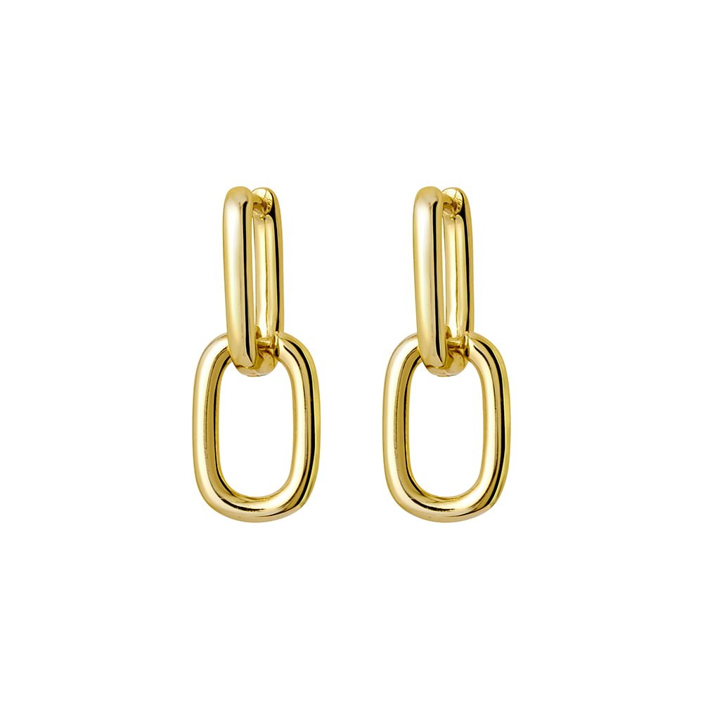 Double Oval Gold Chain Link Earrings