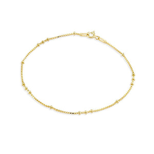 Gold Fine Venetian Chain Bracelet With Bead Details